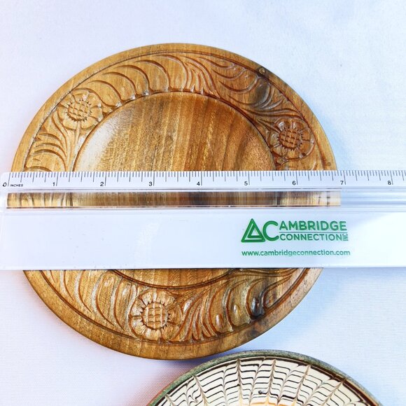 Handmade Hungarian Clay Bowl & Carved Wood Dish Set Authentic Juried Folk Art - Picture 7 of 9